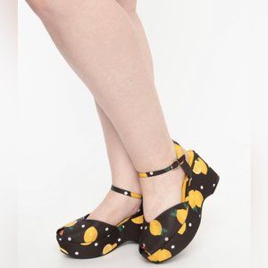 Kelly Retro Vintage Pinup Rockabilly Polka Lemon Wedge by Collectif Lulu Hun